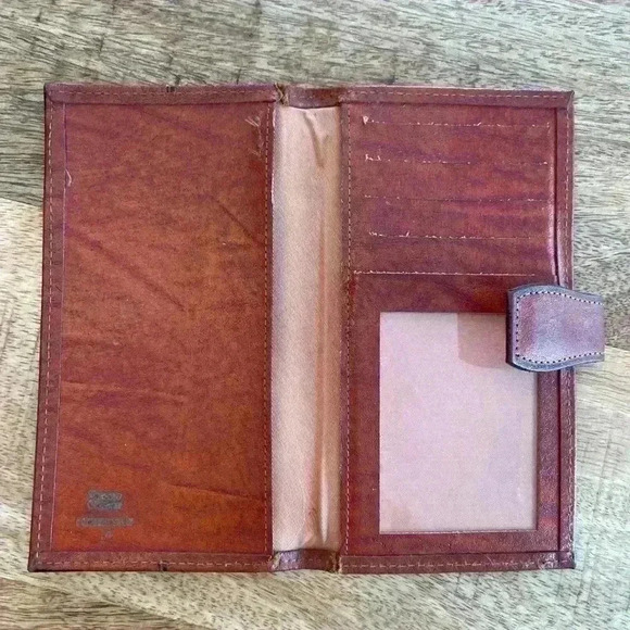 Vintage 70s Princess Gardner Cowhide Split Leather Wallet Brown with Blk detail - Picture 3 of 6